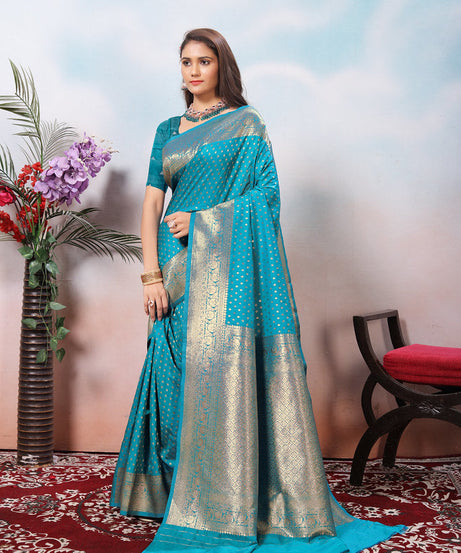 Traditional Soft Silk With Banarasi Jari Work Saree With Blouse