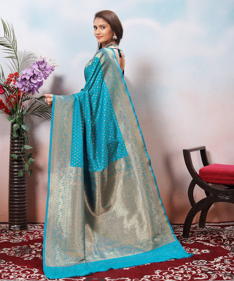 Traditional Soft Silk With Banarasi Jari Work Saree With Blouse