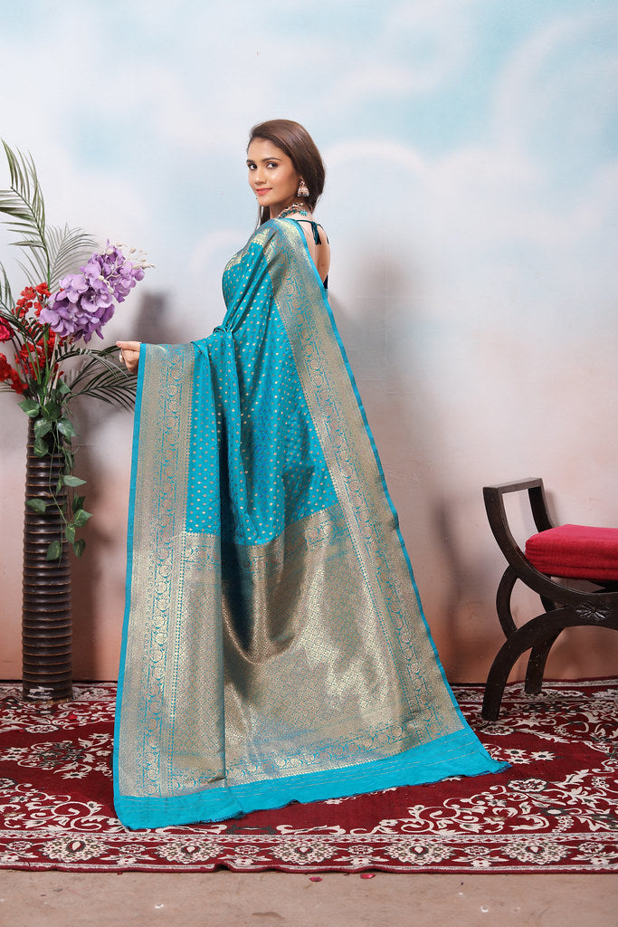 Traditional Soft Silk With Banarasi Jari Work Saree With Blouse