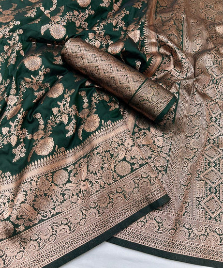 Soft Silk Sari With Banarasi Zari Work Traditional Wear Saree With Blouse