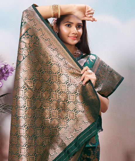 Soft Silk Sari With Banarasi Zari Work Traditional Wear Saree With Blouse