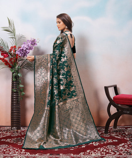 Soft Silk Sari With Banarasi Zari Work Traditional Wear Saree With Blouse