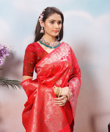 Soft Silk Sari With Banarasi Zari Work Traditional Wear Saree With Blouse