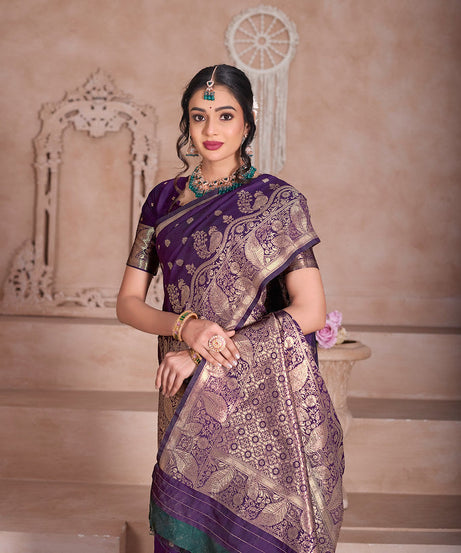Elegant Designer Soft Silk Saree Weaving Banarasi Jari Work Sari With Blouse