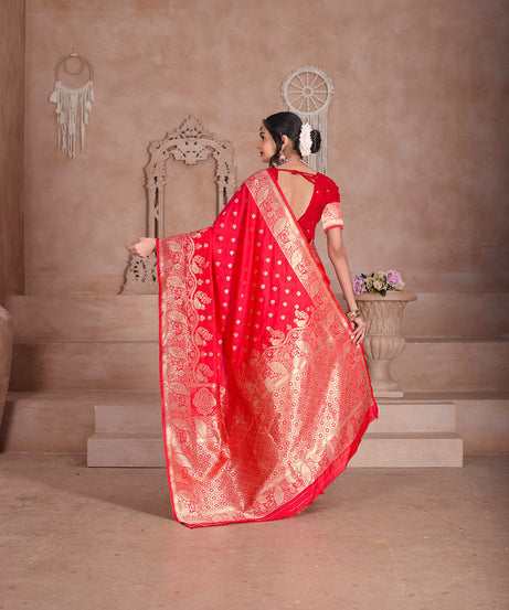 Elegant Designer Soft Silk Saree Weaving Banarasi Jari Work Sari With Blouse