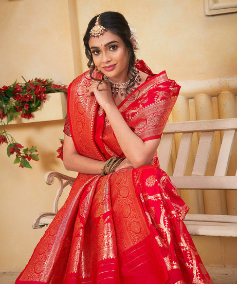 Soft Silk Saree Weaving Banarasi Jari Work Saree With Blouse