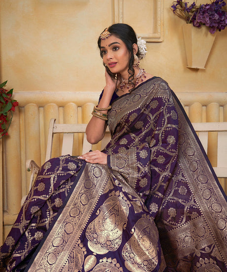 Soft Silk Saree Weaving Banarasi Jari Work Saree With Blouse