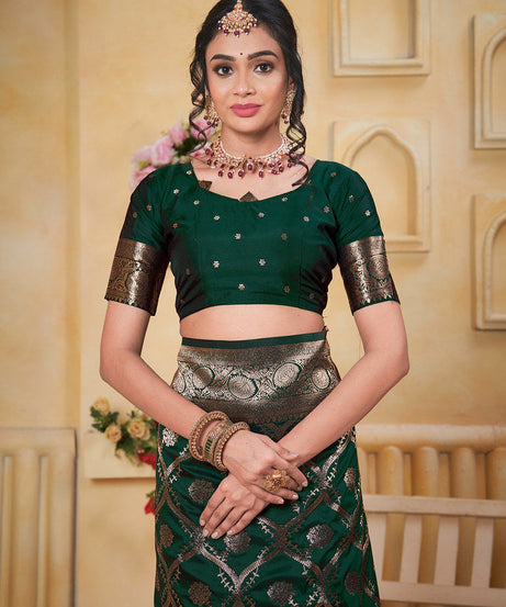 Soft Silk Saree Weaving Banarasi Jari Work Saree With Blouse