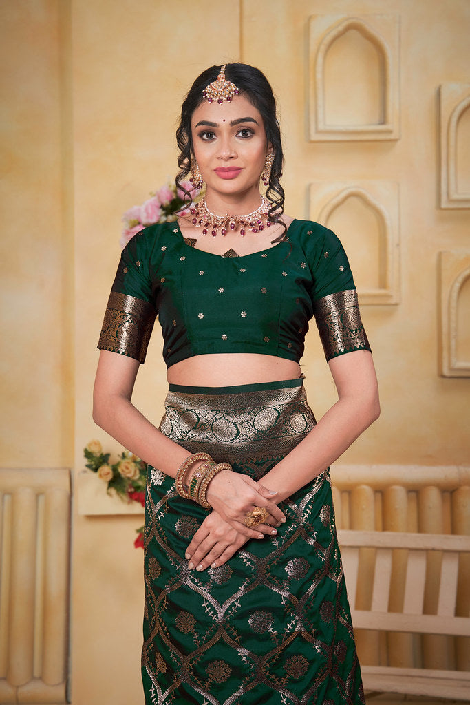 Soft Silk Saree Weaving Banarasi Jari Work Saree With Blouse