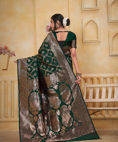 Soft Silk Saree Weaving Banarasi Jari Work Saree With Blouse