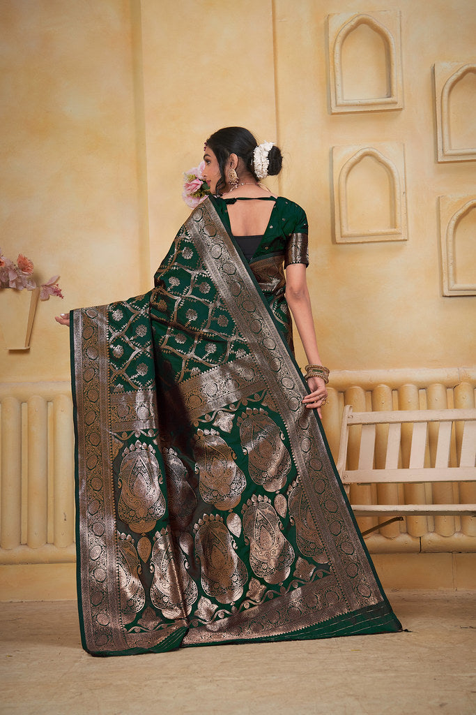 Soft Silk Saree Weaving Banarasi Jari Work Saree With Blouse