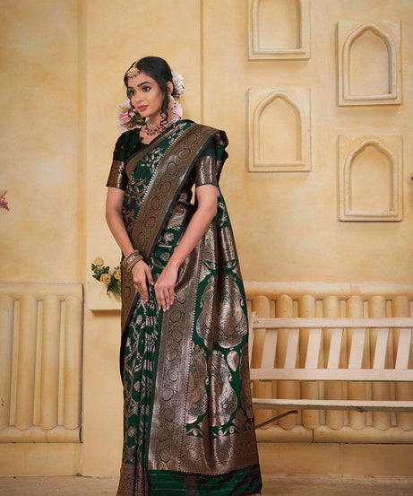 Soft Silk Saree Weaving Banarasi Jari Work Saree With Blouse