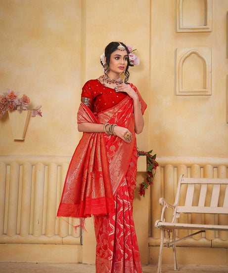 Soft Silk Saree Weaving Banarasi Jari Work Saree With Blouse