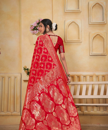 Soft Silk Saree Weaving Banarasi Jari Work Saree With Blouse