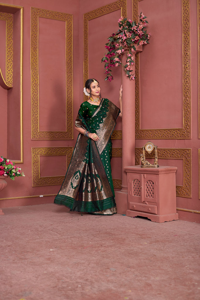Soft Silk Banarasi Jari Work Beautiful Designer Sari With Blouse