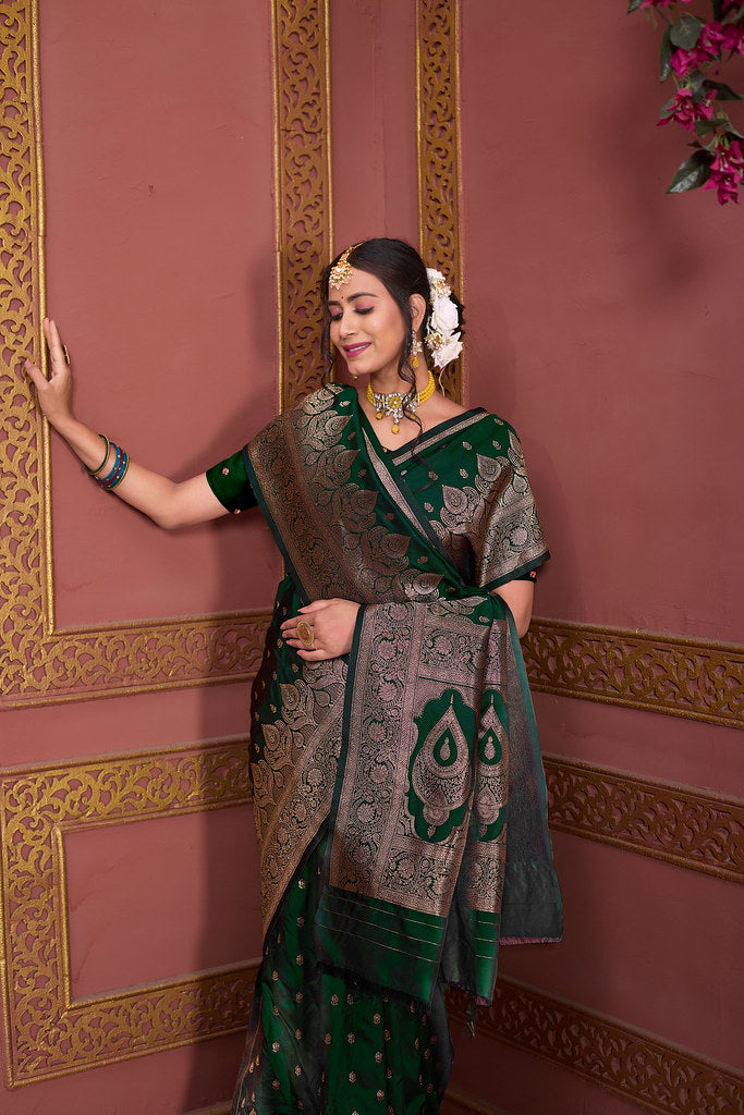 Soft Silk Banarasi Jari Work Beautiful Designer Sari With Blouse