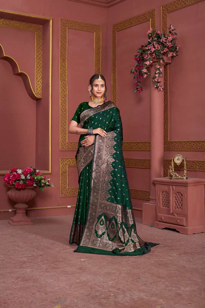 Soft Silk Banarasi Jari Work Beautiful Designer Sari With Blouse
