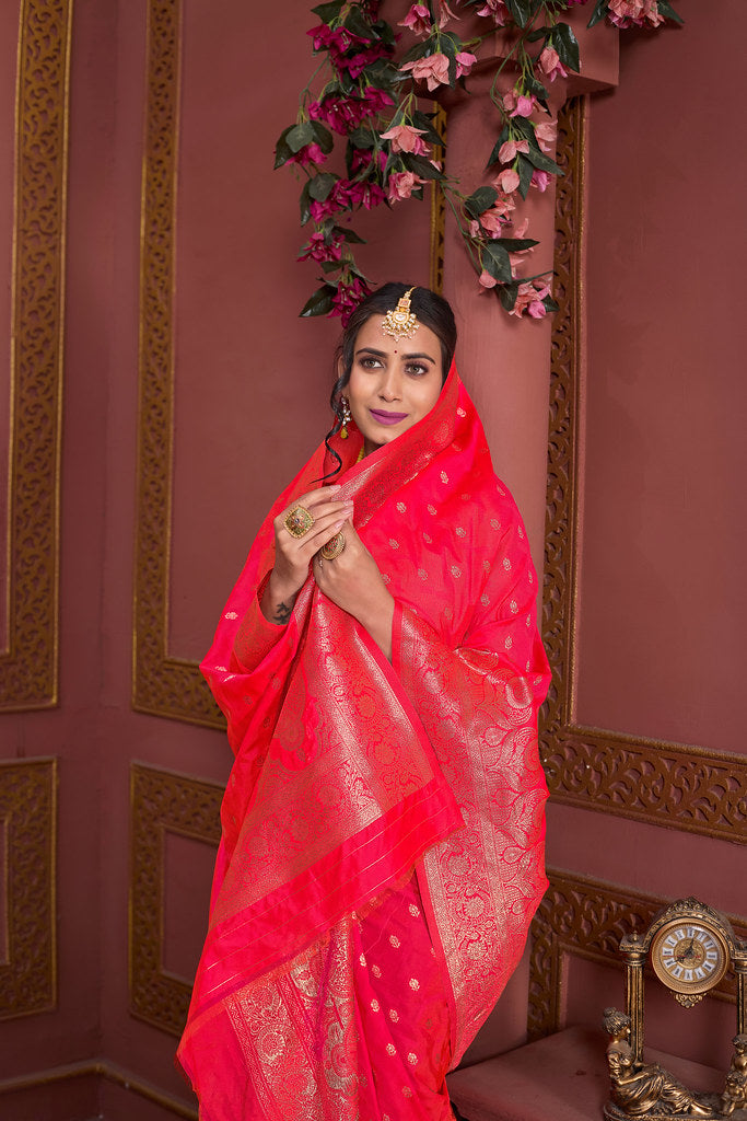 Soft Silk Banarasi Jari Work Beautiful Designer Sari With Blouse