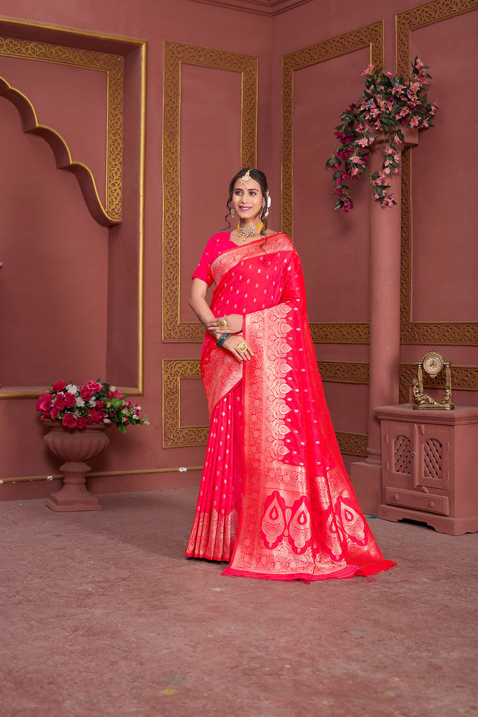 Soft Silk Banarasi Jari Work Beautiful Designer Sari With Blouse