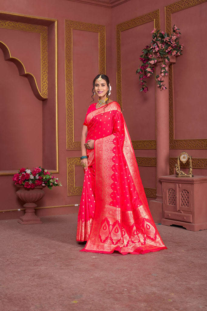 Soft Silk Banarasi Jari Work Beautiful Designer Sari With Blouse