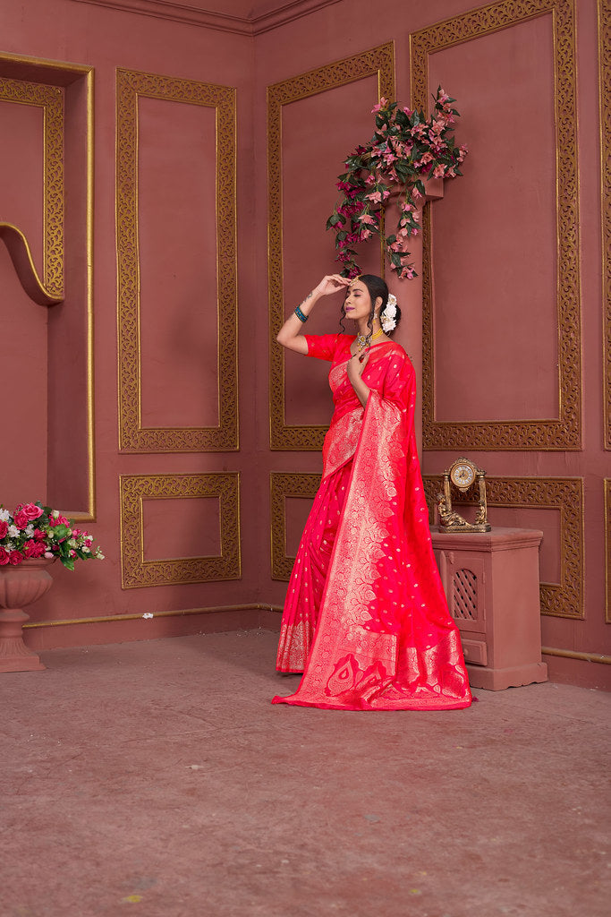 Soft Silk Banarasi Jari Work Beautiful Designer Sari With Blouse