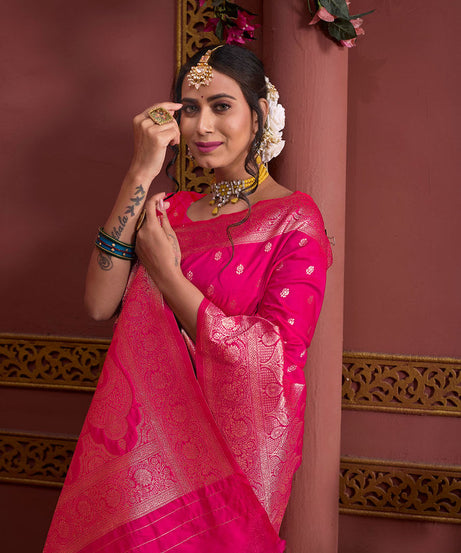 Soft Silk Banarasi Jari Work Beautiful Designer Sari With Blouse