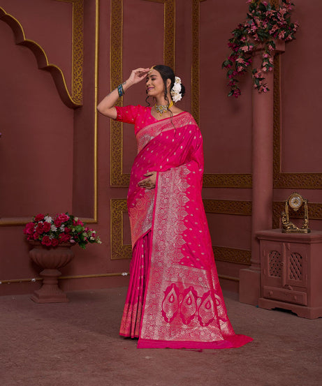 Soft Silk Banarasi Jari Work Beautiful Designer Sari With Blouse