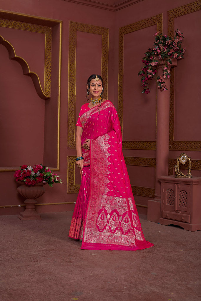 Soft Silk Banarasi Jari Work Beautiful Designer Sari With Blouse