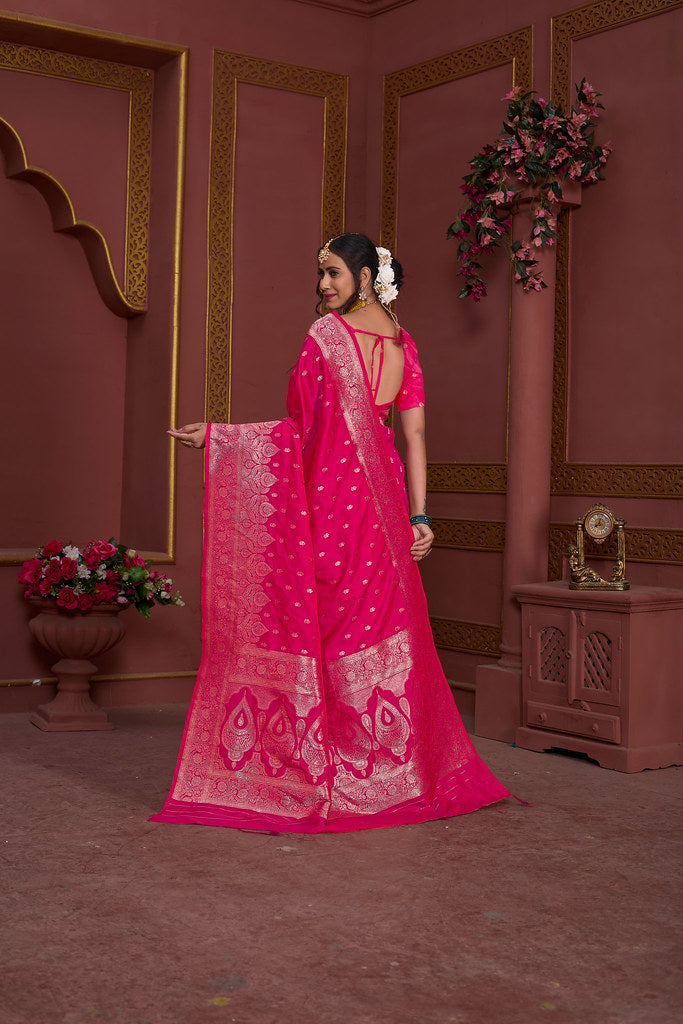 Soft Silk Banarasi Jari Work Beautiful Designer Sari With Blouse