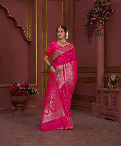 Soft Silk Banarasi Jari Work Beautiful Designer Sari With Blouse