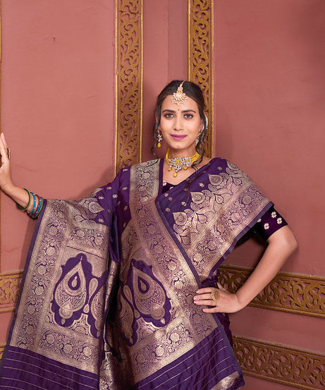 Soft Silk Banarasi Jari Work Beautiful Designer Sari With Blouse