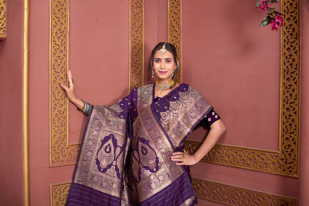 Soft Silk Banarasi Jari Work Beautiful Designer Sari With Blouse