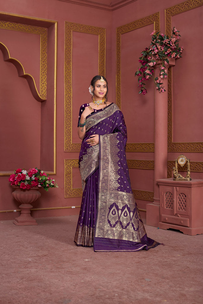 Soft Silk Banarasi Jari Work Beautiful Designer Sari With Blouse