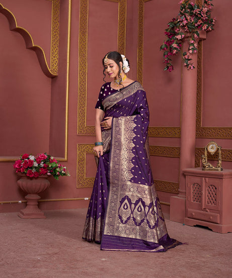 Soft Silk Banarasi Jari Work Beautiful Designer Sari With Blouse