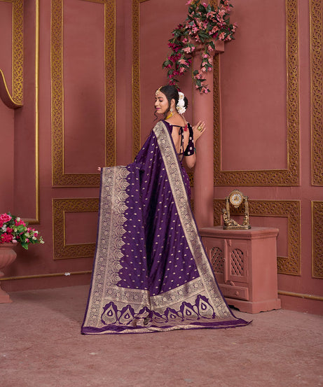 Soft Silk Banarasi Jari Work Beautiful Designer Sari With Blouse