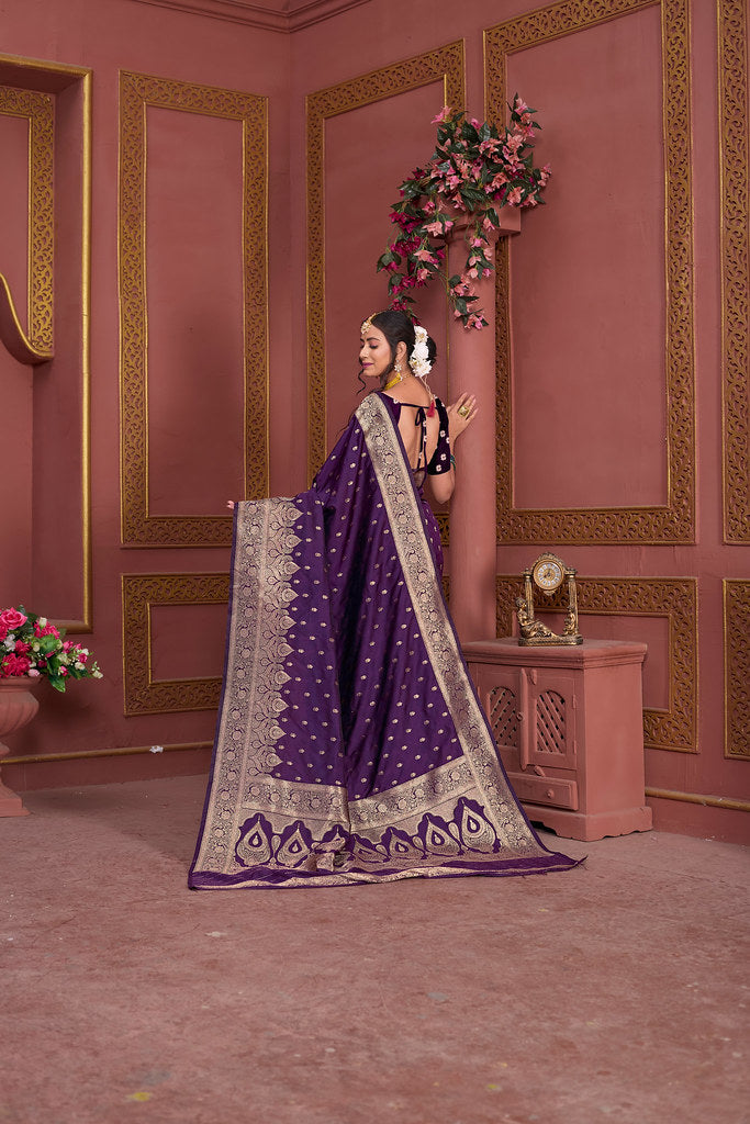 Soft Silk Banarasi Jari Work Beautiful Designer Sari With Blouse