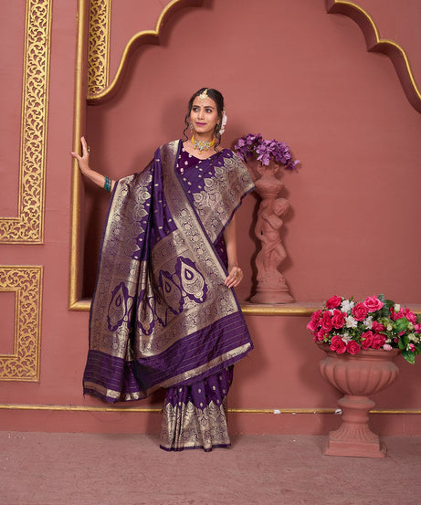 Soft Silk Banarasi Jari Work Beautiful Designer Sari With Blouse