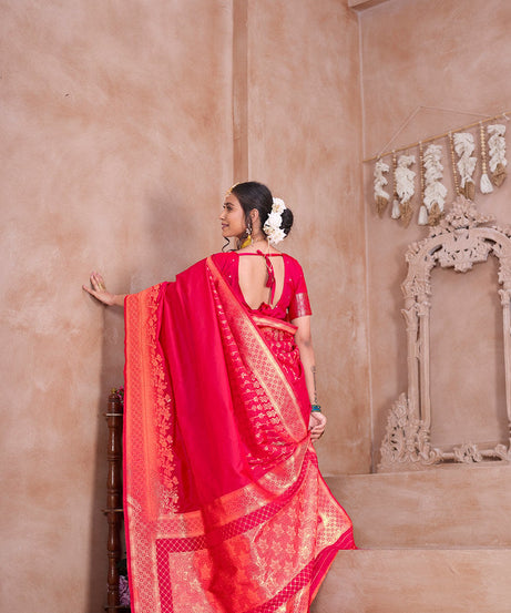 Traditional Wear Designer Soft Silk Banarasi Sari With Blouse