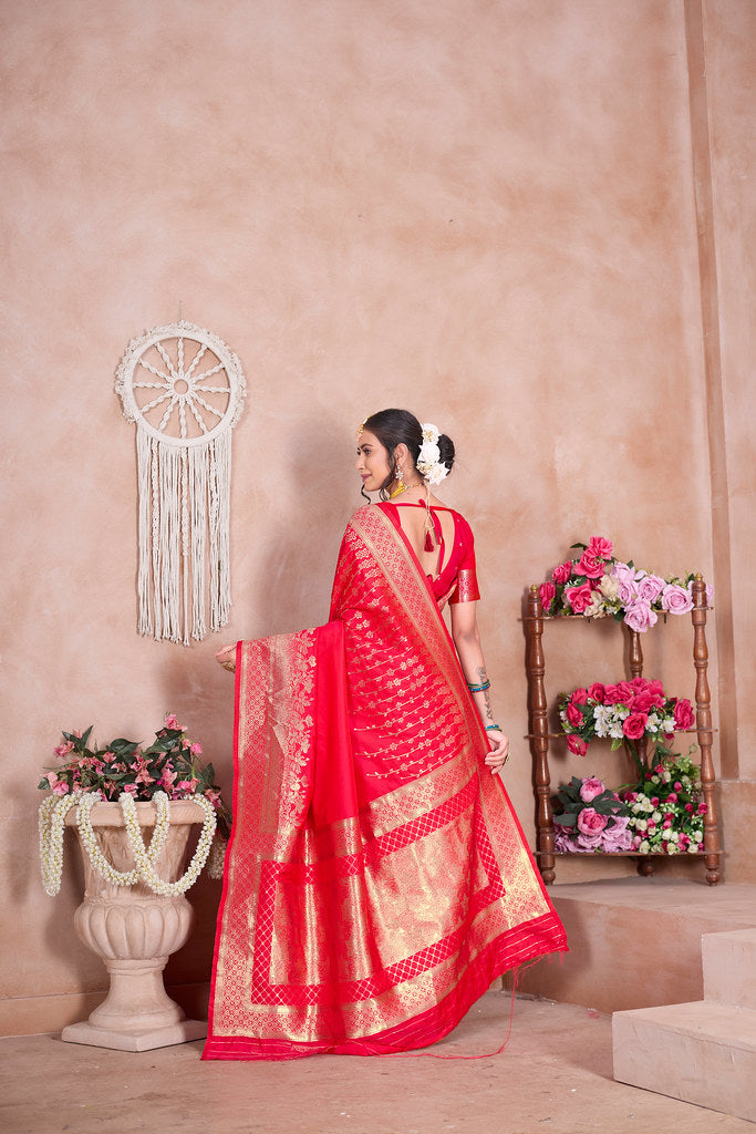 Traditional Wear Designer Soft Silk Banarasi Sari With Blouse