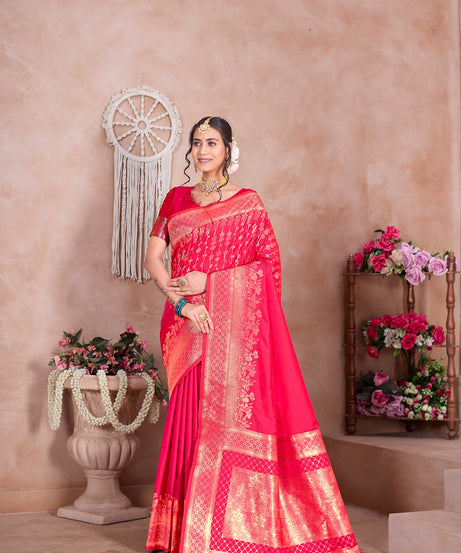 Traditional Wear Designer Soft Silk Banarasi Sari With Blouse