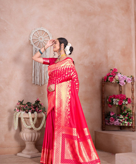 Traditional Wear Designer Soft Silk Banarasi Sari With Blouse