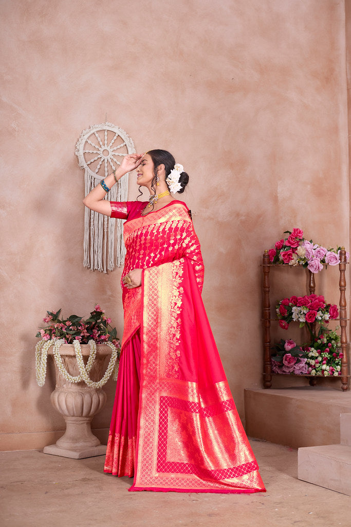 Traditional Wear Designer Soft Silk Banarasi Sari With Blouse