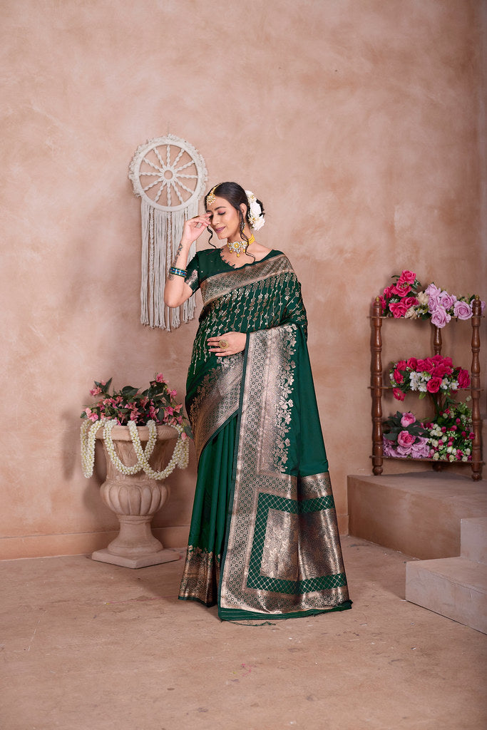 Traditional Wear Designer Soft Silk Banarasi Sari With Blouse