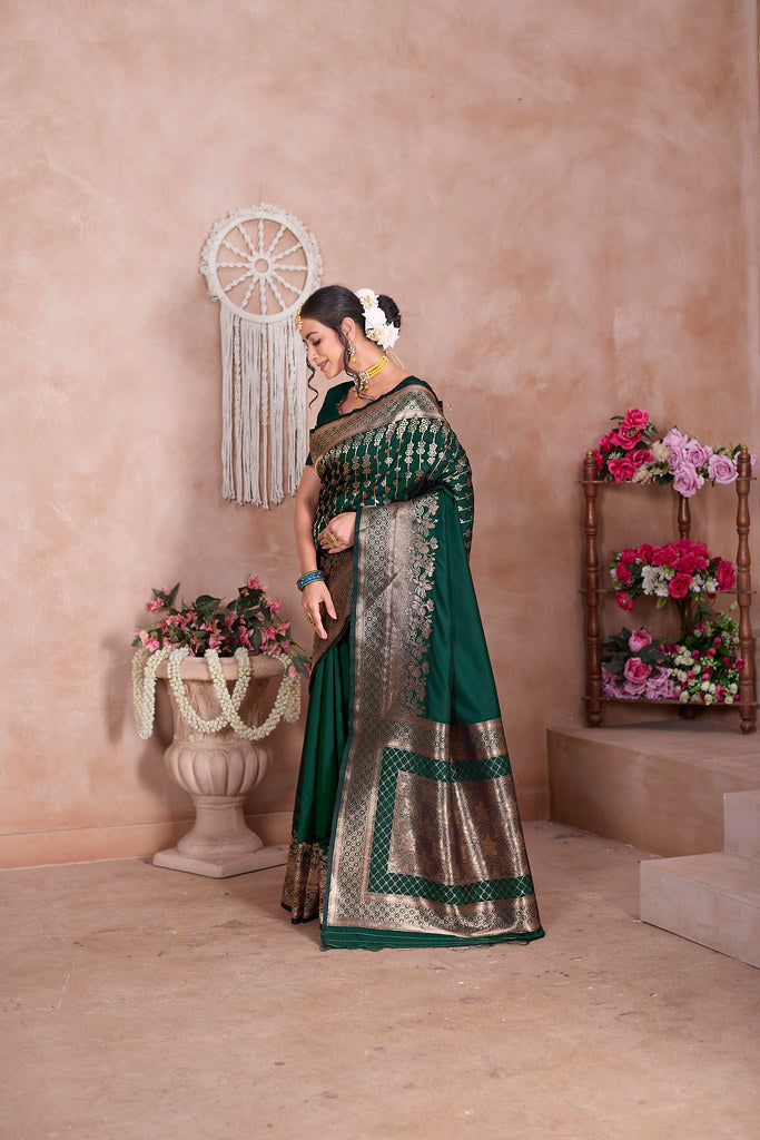 Traditional Wear Designer Soft Silk Banarasi Sari With Blouse