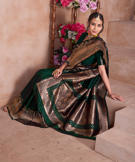 Traditional Wear Designer Soft Silk Banarasi Sari With Blouse