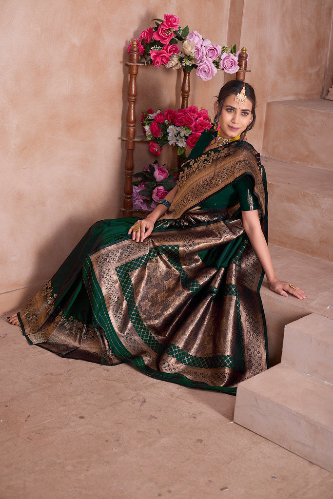 Traditional Wear Designer Soft Silk Banarasi Sari With Blouse