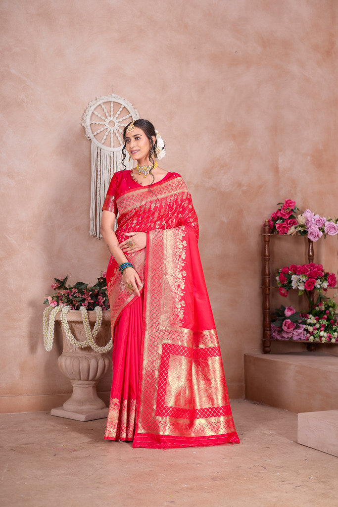 Traditional Wear Designer Soft Silk Banarasi Sari With Blouse