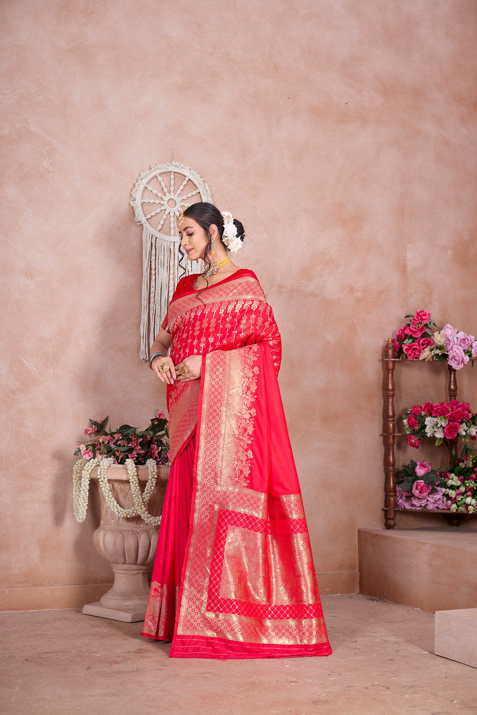 Traditional Wear Designer Soft Silk Banarasi Sari With Blouse