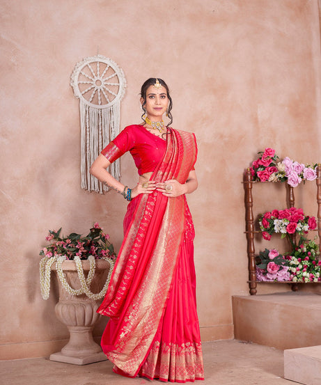 Traditional Wear Designer Soft Silk Banarasi Sari With Blouse