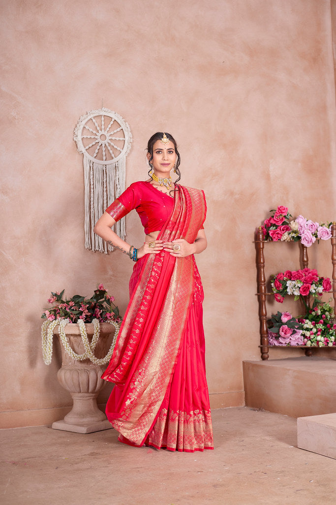 Traditional Wear Designer Soft Silk Banarasi Sari With Blouse